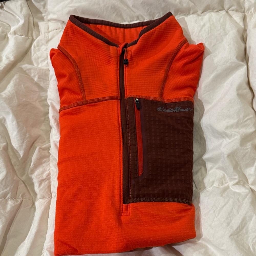 Eddie Bauer Vibrant Orange and Rich Brown Pullover